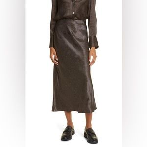 Vince Houndstooth Bias Slip Midi Skirt